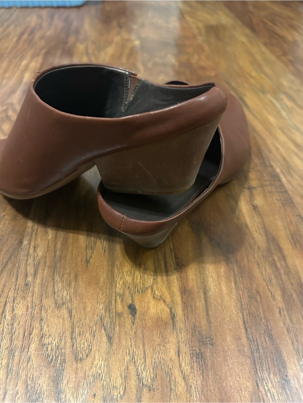 Van Eli Cognac Brown Leather Pointed Mules Women’s Size 10N - Picture 3 of 9